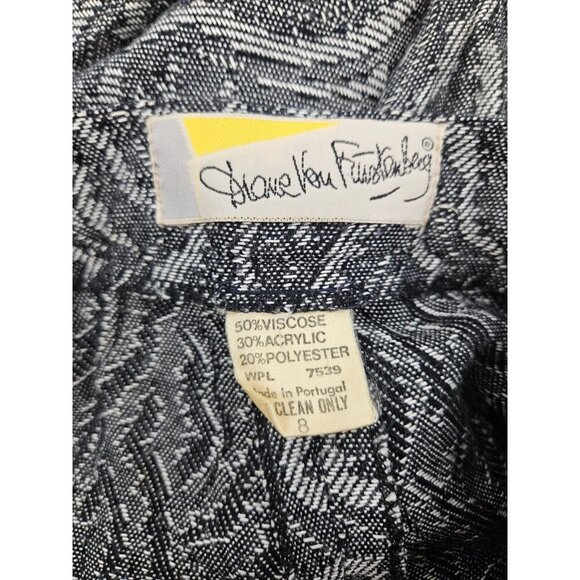 VTG 80s Diane Von Furstenberg Textured Pants Womens 8 Black White - Picture 3 of 5